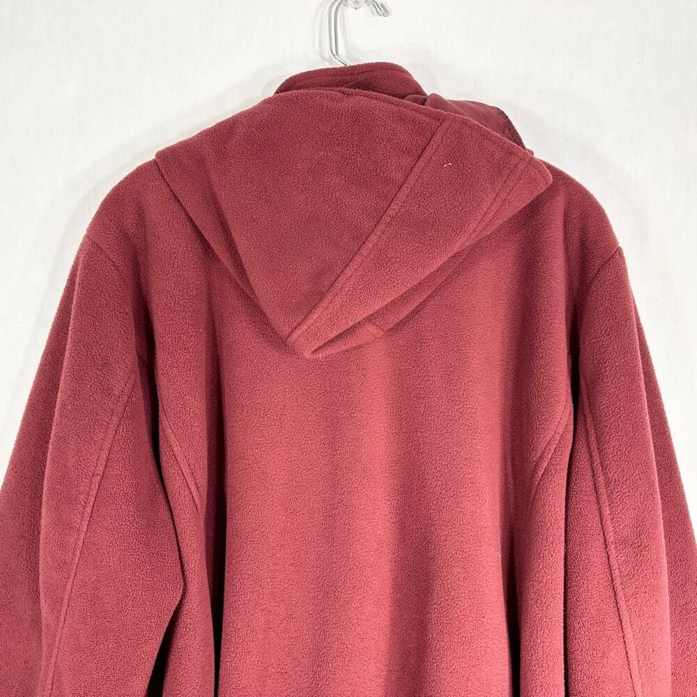 Woman Within 26W Coat Fleece Jacket Hooded Heavy Lined Red Maroon Buttons A - Picture 6 of 10